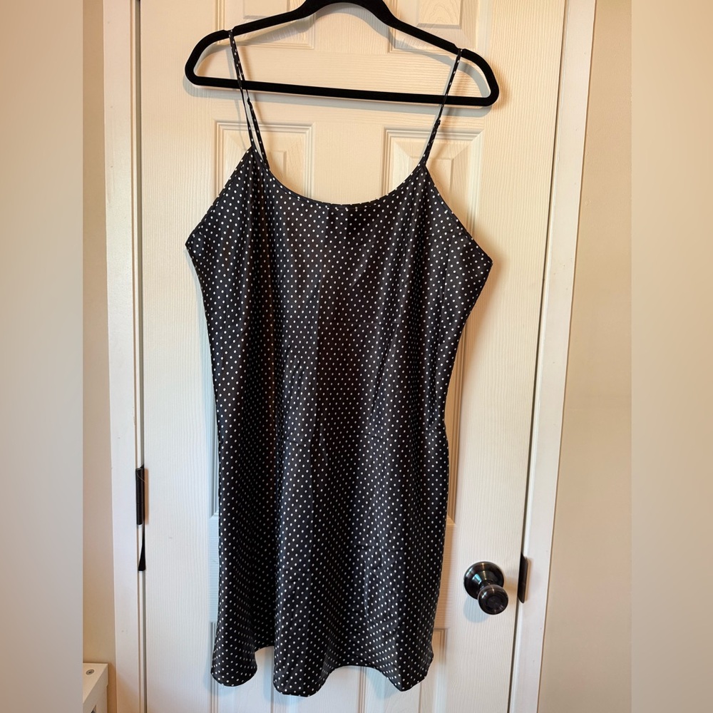 Black Sleeveless Spaghetti Strap Mini Slip Dress XL